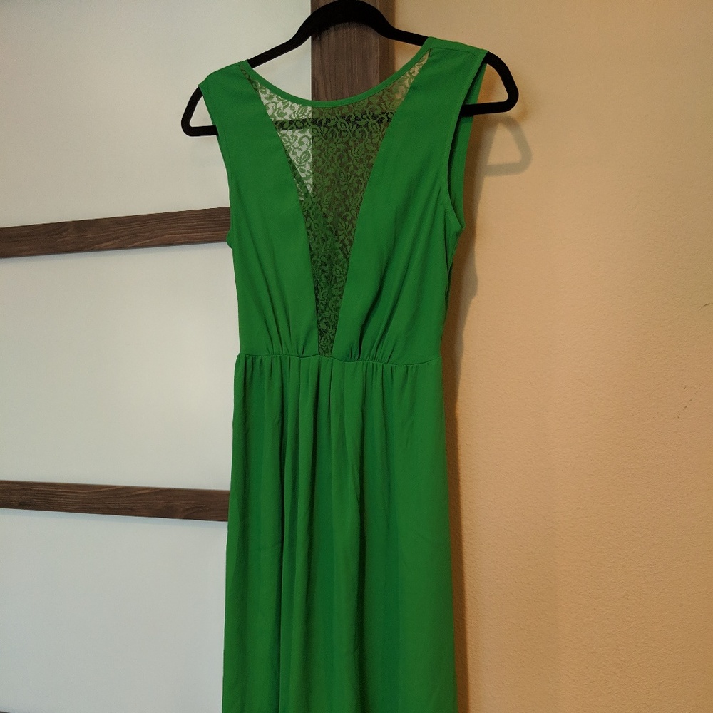 ASOS Designs Petite Green Lace Midi Dress